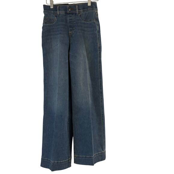 NWT Spanx Cropped Wide leg jean denim TP XS Pull on High Rise - Picture 1 of 12